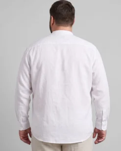 BLUE LEMON - OVER CAMICIA MANICA LUNGA LINO COLLO COREANO