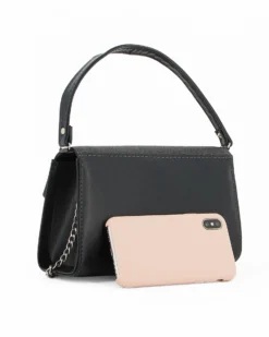 Borsa nera un manico con chiusura girello e patta glitter - MADE IN ITALY - ANNES NICOLE