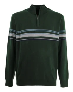 BREZZA DI MARE - MAGLIA MANICA LUNGA DA UOMO VERDE MEZZA ZIP RIGA CENTRALE