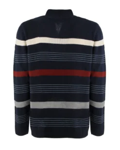BREZZA DI MARE - MAGLIA MANICA LUNGA BLU SCURO MEZZA ZIP F12  A RIGHE