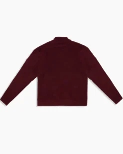 BREZZA DI MARE - MAGLIONE BORDEAUX COLLO LUPETTO CON MEZZA ZIP DA UOMO TAGLIE FORTI
