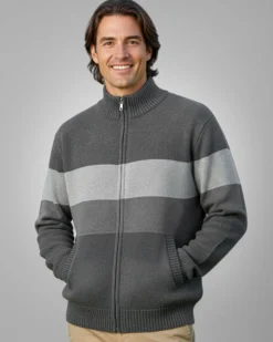 BROKER'S - Maglia manica lunga full zip in ciniglia
