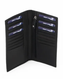BROKERS - Portacarte blu in VERA PELLE a libro
