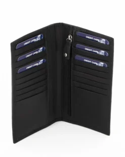 BROKERS - Portacarte nero in VERA PELLE a libro