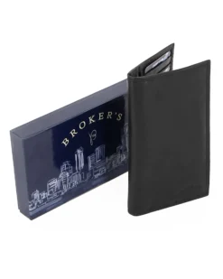 BROKERS - Portacarte nero in VERA PELLE a libro