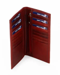 BROKERS - Portacarte rosso in VERA PELLE a libro