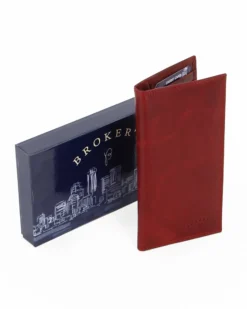BROKERS - Portacarte rosso in VERA PELLE a libro