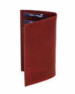 BROKERS - Portacarte rosso in VERA PELLE a libro