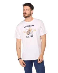BROKER'S - Tshirt manica corta bianca con stampa in cotone