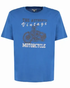 BROKER'S - Tshirt manica corta indaco con stampa in cotone