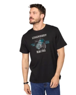 BROKER'S - Tshirt manica corta nera con stampa in cotone