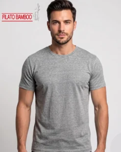 BROKER'S - Tshirt mezza manica con scollo a girocollo BAMBOO grigio