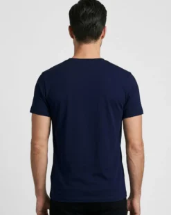 BROKERS - Tshirt mezza manica scollo girocollo in BAMBOO blu