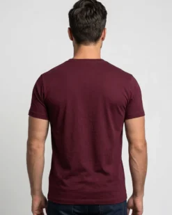 BROKERS - Tshirt mezza manica scollo girocollo in BAMBOO bordeaux