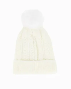 BRUGI - BERRETTO CON POMPOM BABY GIRL BIANCO