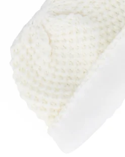 BRUGI - Cuffia bianca a maglia da donna con fodera in pile