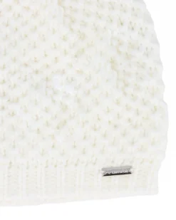 BRUGI - Cuffia bianca a maglia da donna con fodera in pile