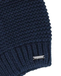 BRUGI - Cuffia blu a maglia da donna con fodera in pile