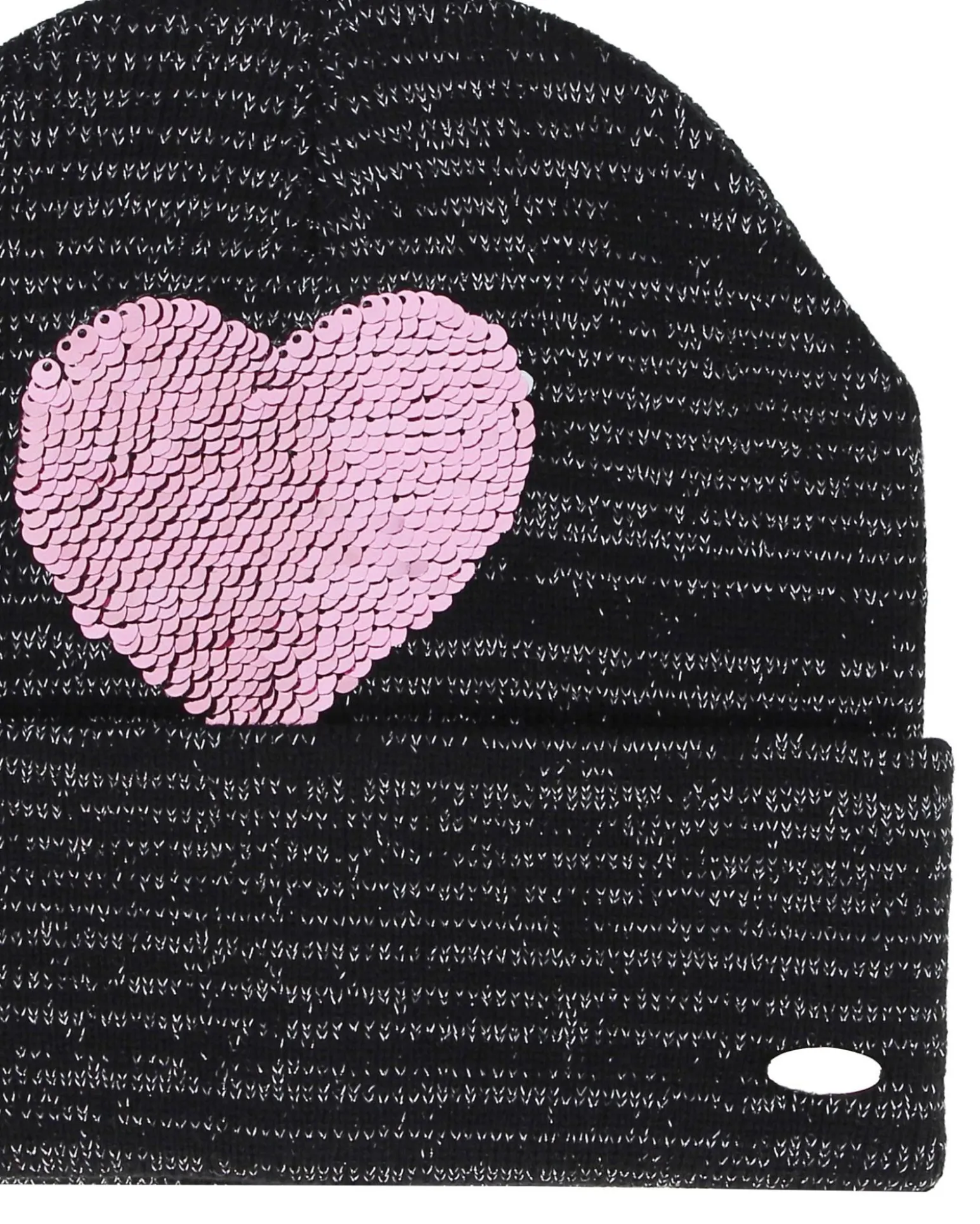 BRUGI - Cuffia nera da bambina con cuore rosa in strass