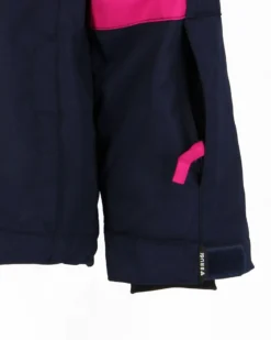 BRUGI - GIACCA DA SCI BAMBINA BLU E FUCSIA IMPERMEABILE E ANTIVENTO CON CAPPUCCIO