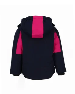 BRUGI - GIACCA DA SCI BAMBINA BLU E FUCSIA IMPERMEABILE E ANTIVENTO CON CAPPUCCIO