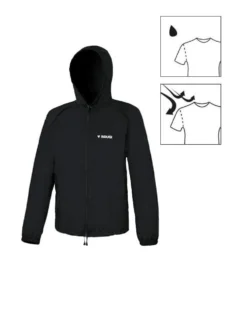 BRUGI - K-way richiudibile nero con zip frontale