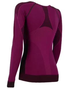 BRUGI - Maglia da donna viola e nera termica traspirante senza cuciture