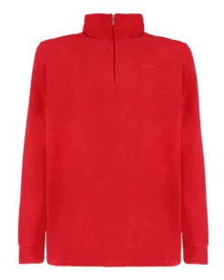 BRUGI - MICROPILE ROSSO DA UOMO MEZZA ZIP