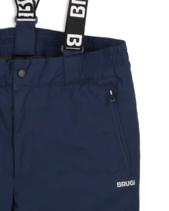 BRUGI - Pantalone da sci bambino blu impermeabile traspirante antivento con bretelle regolabili