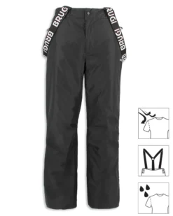 BRUGI - Pantalone da sci nero con bretelle regolabili uomo