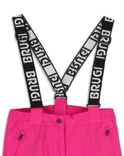BRUGI - Pantalone da sci rosa impermeabile traspirante idrorepellente antivento con bretelle regolabili bambina