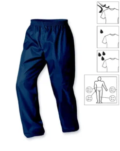BRUGI - Pantaloni richiudibili da uomo blu antivento idrorepellenti e impermeabili con elastico in vita e sulle caviglie