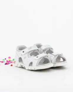 CANGURO - Sandalo da bimba bianco con stelle e glitter 20/26