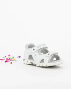 CANGURO - Sandalo da bimba bianco con stelle e glitter  20/26