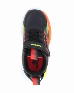 CANGURO - Sneakers arancione e nera da bambino con strappo, numerata 29/35