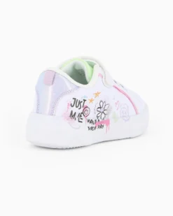 CANGURO - Sneakers bianca da bimba con inserti glitter e strappo, numerata 24/30