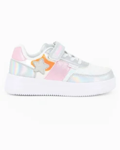 CANGURO - Sneakers rosa e argento da bambina con strappo, numerata 31/36
