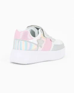 CANGURO - Sneakers rosa e argento da bambina con strappo, numerata 31/36
