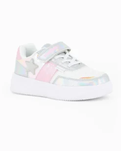 CANGURO - Sneakers rosa e argento da bambina con strappo, numerata 31/36