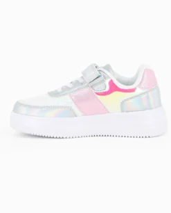 CANGURO - Sneakers rosa e argento da bambina con strappo, numerata 31/36
