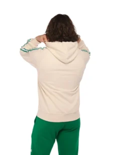 CARLSBER - Felpa crema full zip con bande e cappuccio