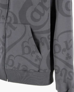 CARLSBERG - Felpa con cappuccio full zip nera all over da uomo