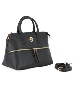 CARRERA - Borsa a due manici nera con logo e tasca frontale, tracolla removibile