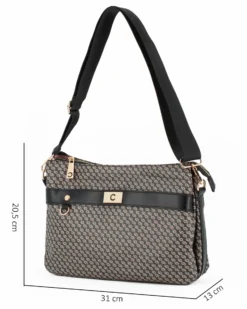CARRERA - Borsa nera loggata con tre scomparti interni, manico e tracolla removibili