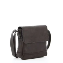 CARRERA - Borsello marrone con patta ed inserto scozzese interno