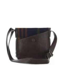 CARRERA - Borsello marrone con patta ed inserto scozzese interno