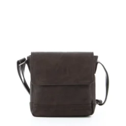 CARRERA - Borsello marrone con patta ed inserto scozzese interno