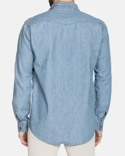 CARRERA - CAMICIA JEANS LAVAGGIO CHIARO COLLO CLASSICO MANICA LUNGA 2 TASCHINI CON BOTTONCINI