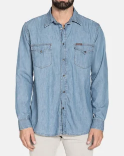 CARRERA - CAMICIA JEANS LAVAGGIO CHIARO COLLO CLASSICO MANICA LUNGA 2 TASCHINI CON BOTTONCINI