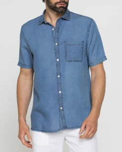 CARRERA - Camicia jeans manica corta blu chiaro